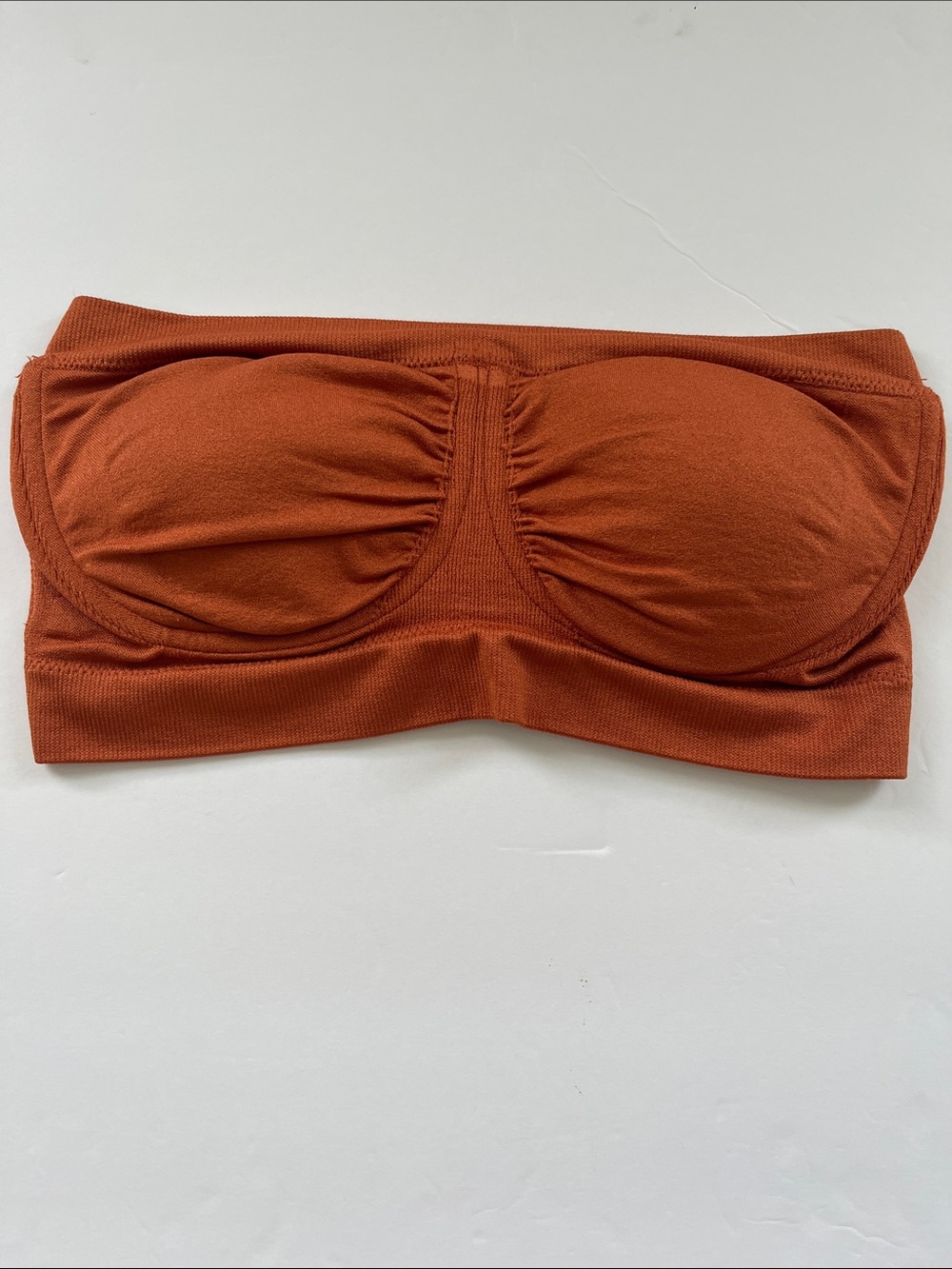 Breezies Ribbed Strapless Bandeau in Rust Orange
